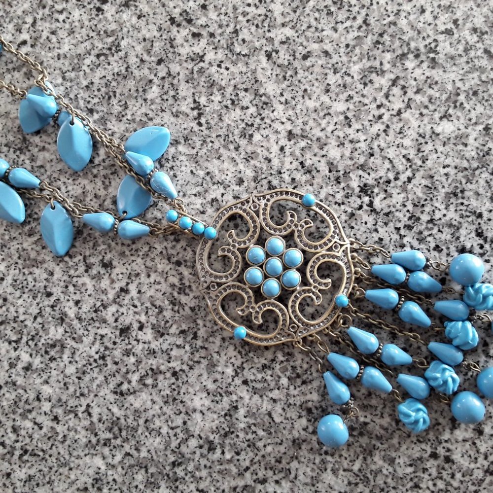 Boho Gypsy Hanging Beads Medallion Necklace